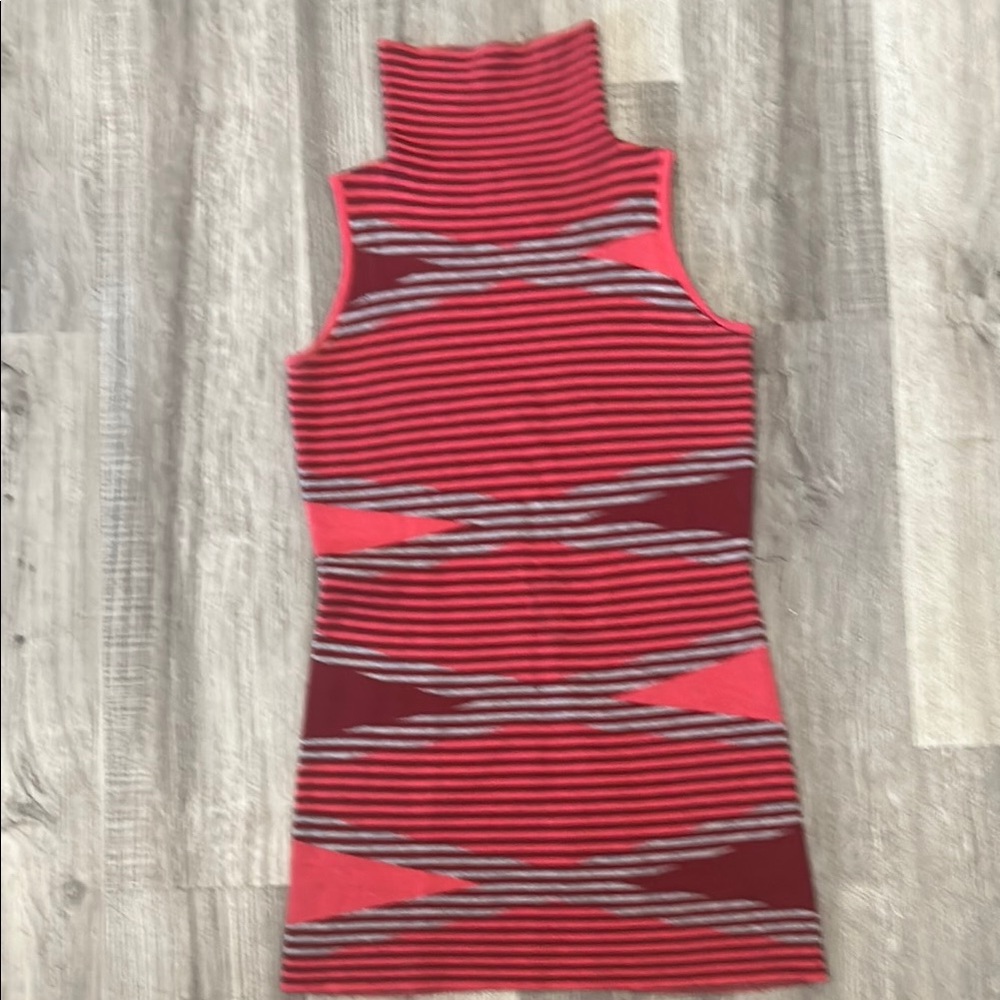 Title Nine Red and Gray Striped Turtleneck